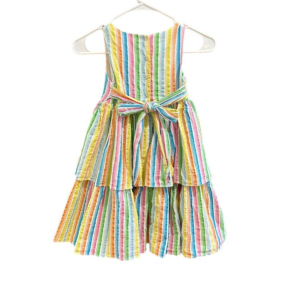 Pippa & Julie Rainbow Seersucker Lined Ruffle Tiered 100% Cotton Dress Size 6 - Picture 2 of 7